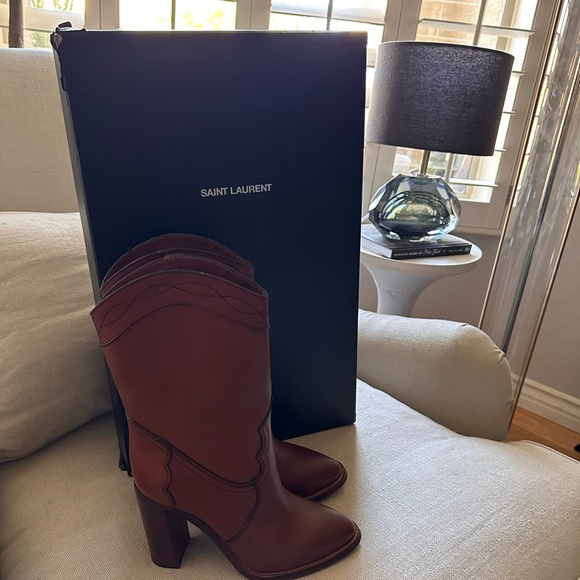Saint Laurent Kate 90 Tuscan Leather Western Boots - Picture 4 of 12